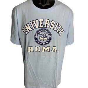 Vintage Universita Roma Light Blue Unisex Sz XXL Shirt Made In Italy